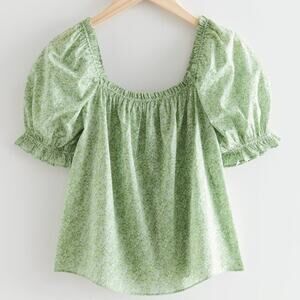 & Other Stories Puff Sleeve Ruffle Top